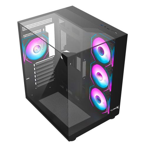 En ucuz TURBOX Teras Akvaryum Cam Tasarım 4XARGB Fan 500W PSU USB 3.0 ATX Oyuncu Bilgisayar Kasası
